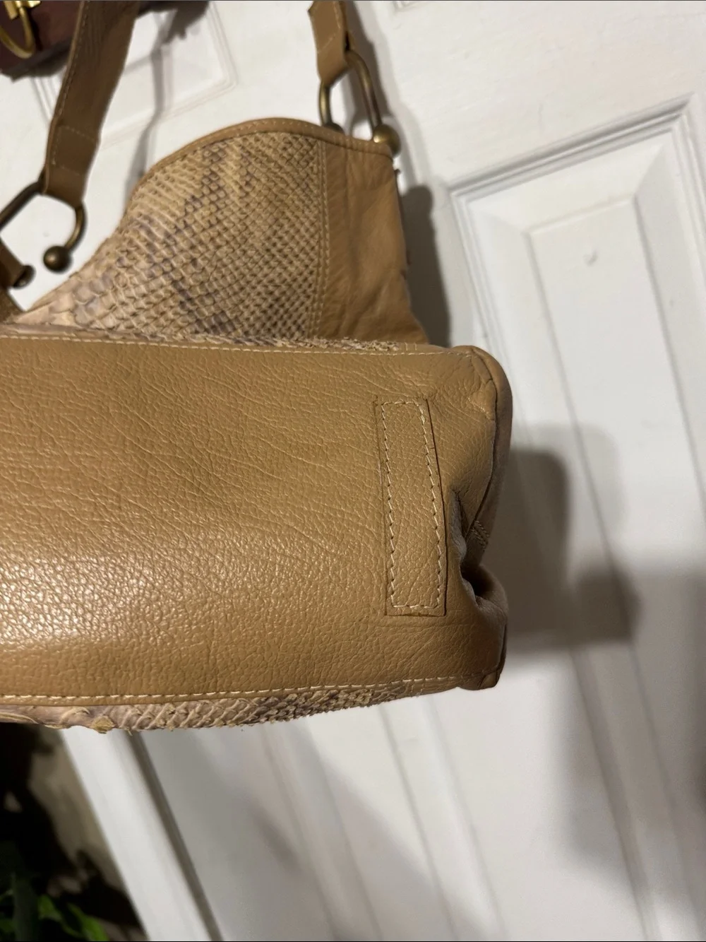 PS Perspectiva Tan Snake-Embossed Leather Hobo Bag